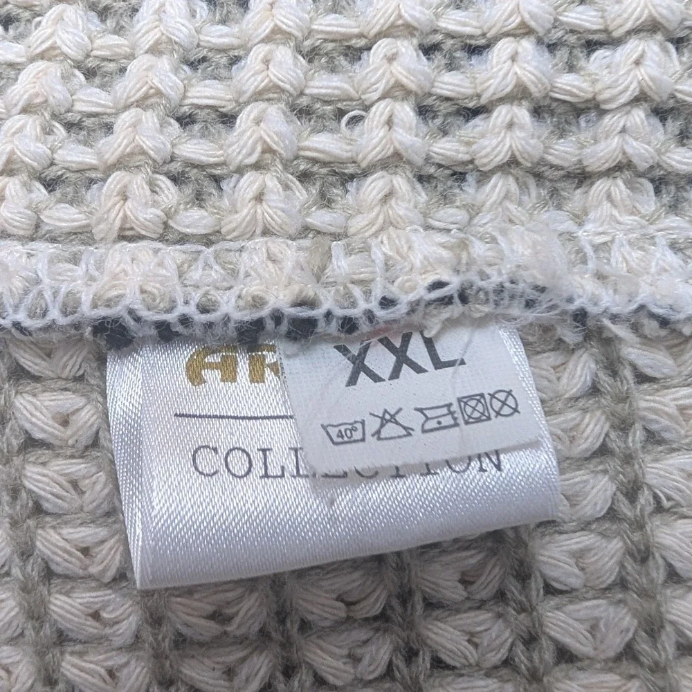 Arnon Collection Cardigan Women XXL Cream Black Greek Key Waffle Knit Button Up